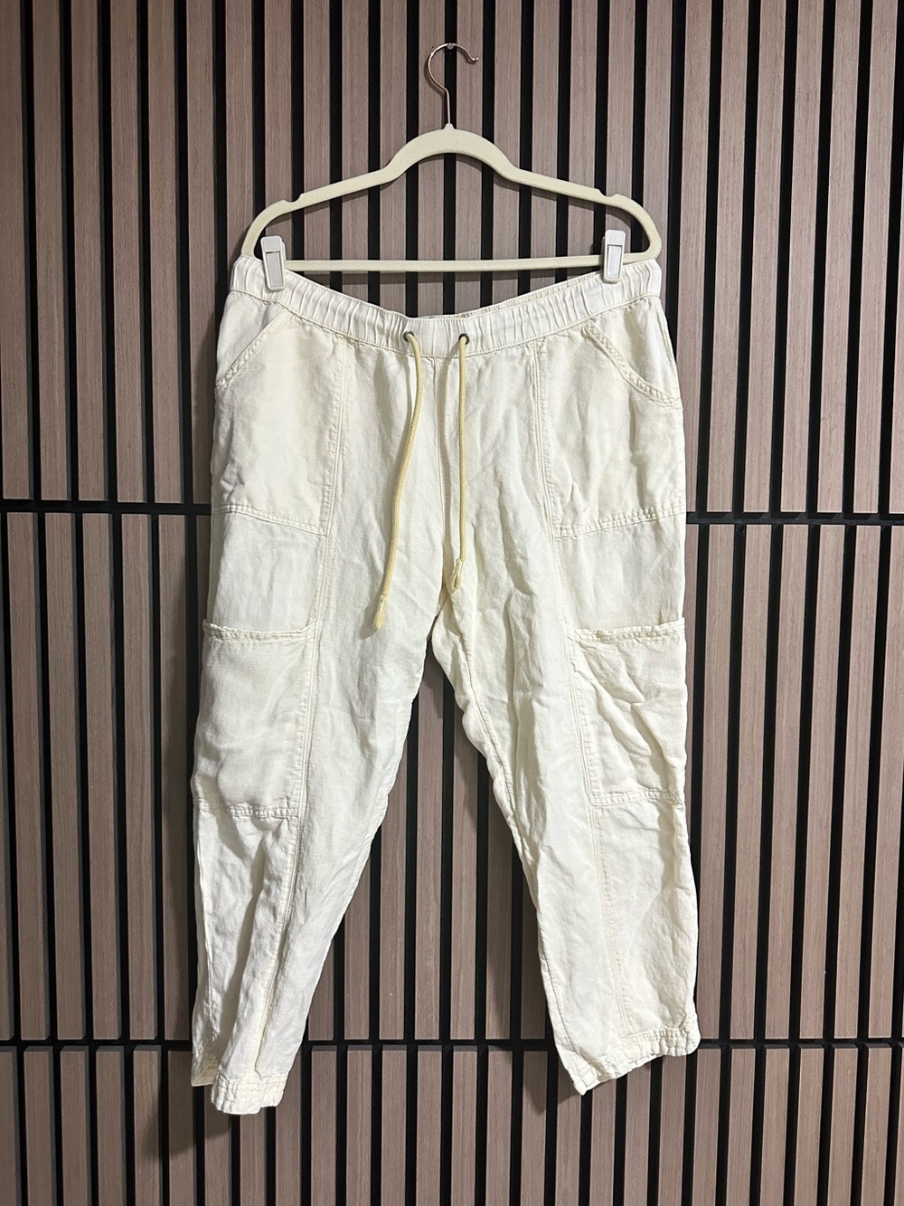 C&C California Womens Butter Yellow Linen Lyocell Jogger Pants Drawstring XL